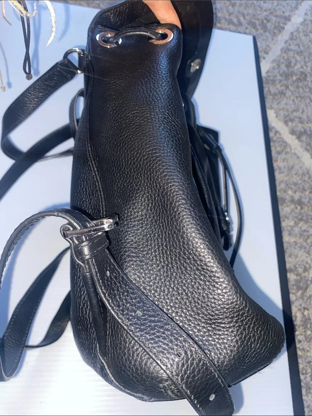 Michael Kors Riley Black Pebbled Leather Studded Backpack. - Picture 12 of 14